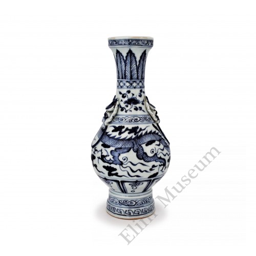 1415 A B&W double handles dragon vase